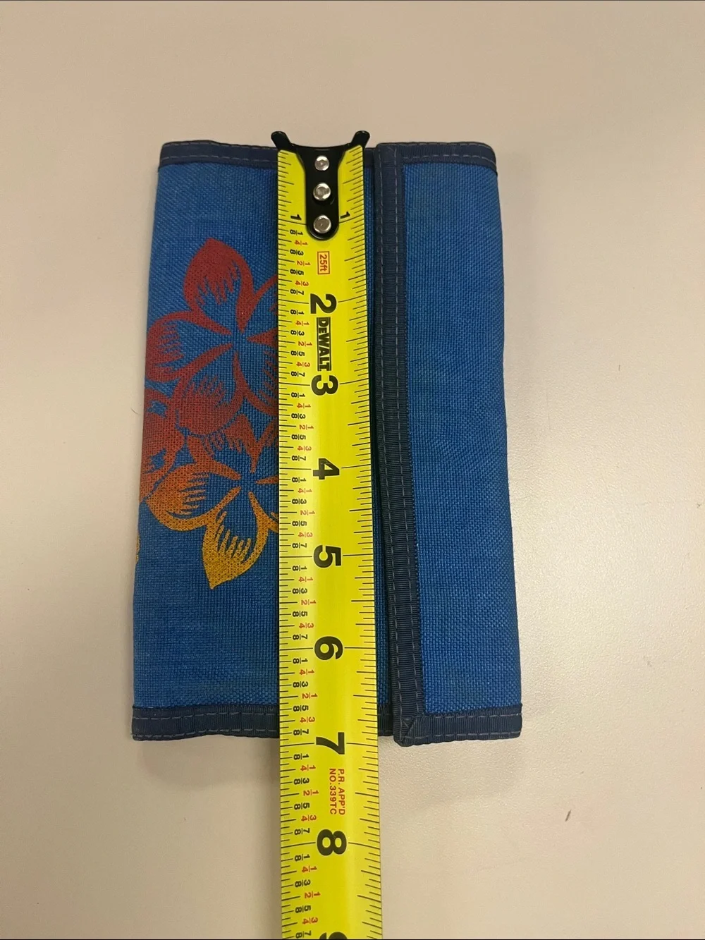Rainbow Blue Floral Wallet with Red and Yellow Accents